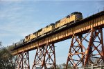 Eastbound manifest comes up the bridge